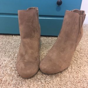 Call It Spring Tan Ankle Booties W/ Chunky Heel
